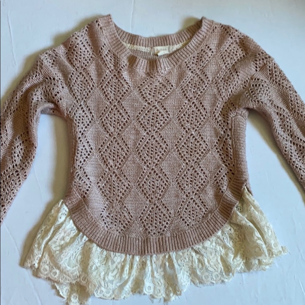 Pink Altar’d state sweater with lace bottom